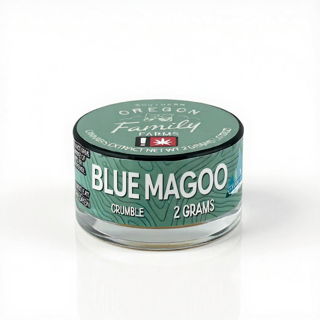 Southern Oregon Family Farms 2g Concentrate Bucket Blue Magoo – Crumble – 87.72%
